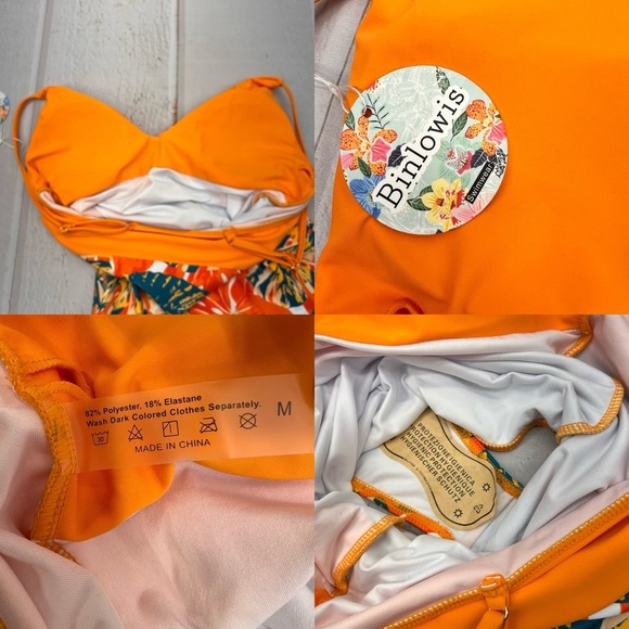 V Neck Push Up One Piece Swimsuit Women Floral Print Sexy Bathing Suit Plunging - Picture 16 of 17